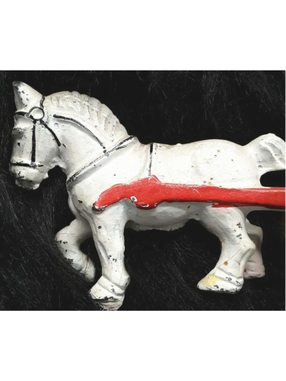 Vintage Cast Iron Horse & Ice Wagon connected children's toy heavy Antique Iron
